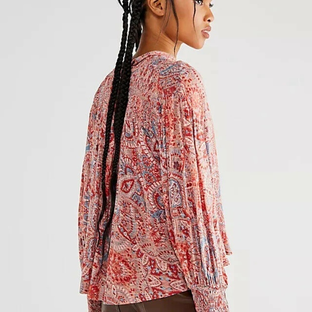 Free People Vista Dreams Paisley Blouse Top XS - Picture 3 of 9